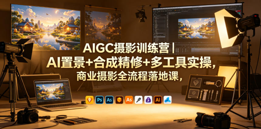 AIGC摄影训练营｜AI置景+合成精修+多工具实操，商业摄影全流程落地课-知行阁轻创网-分享网络赚钱项目-全网首发副业项目实操平台-副业创业项目网
