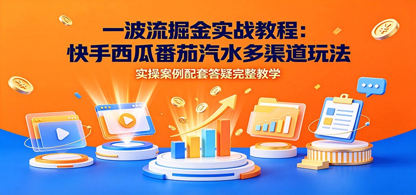 一波流掘金实战教程：快手西瓜番茄汽水多渠道玩法，实操案例配套答疑完整教学-知行阁轻创网-分享网络赚钱项目-全网首发副业项目实操平台-副业创业项目网