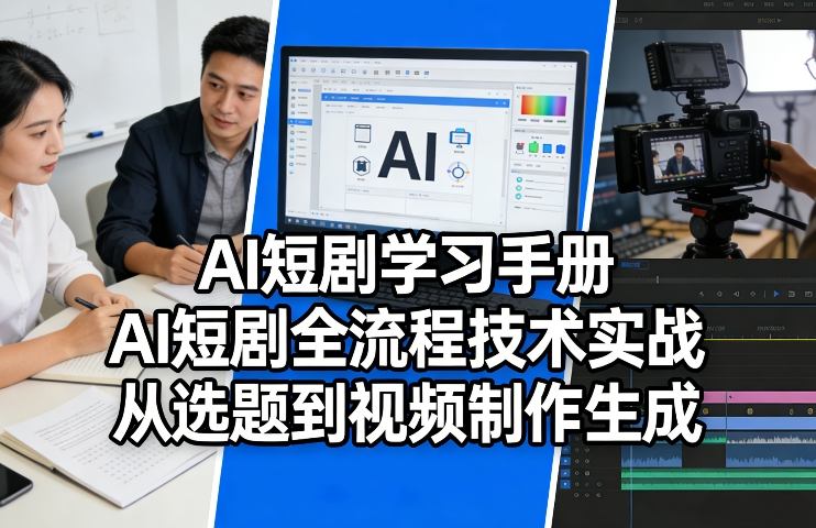 AI短剧学习手册，AI短剧全流程技术实战，从选题到视频制作生成-知行阁轻创网-分享网络赚钱项目-全网首发副业项目实操平台-副业创业项目网