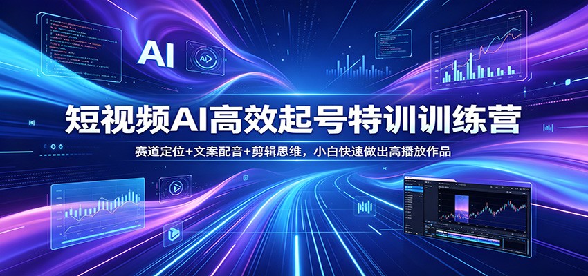 短视频AI高效起号特训训练营：赛道定位+文案配音+剪辑思维，小白快速做出高播放作品-知行阁轻创网-分享网络赚钱项目-全网首发副业项目实操平台-副业创业项目网