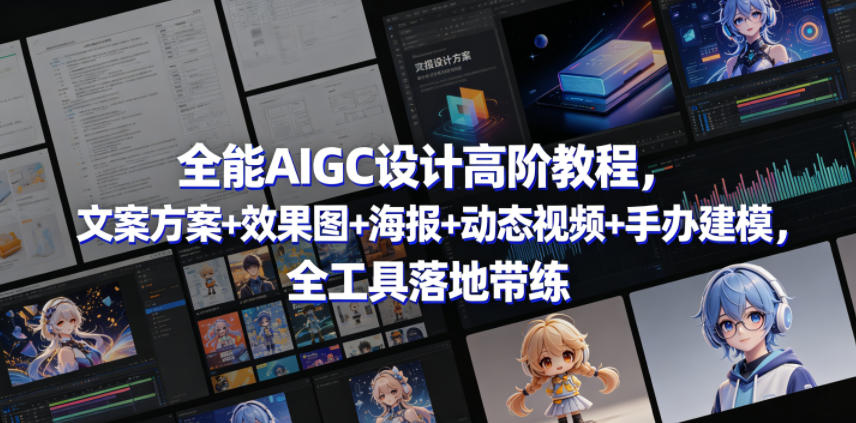 全能AIGC设计高阶教程，文案方案+效果图+海报+动态视频+手办建模，全工具落地带练-知行阁轻创网-分享网络赚钱项目-全网首发副业项目实操平台-副业创业项目网