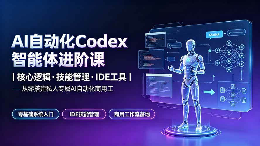 （19245期）AI自动化Codex智能体进阶课｜核心逻辑·技能管理·IDE工具｜从零搭建私人专属AI自动化商用工作流-知行阁轻创网-分享网络赚钱项目-全网首发副业项目实操平台-副业创业项目网