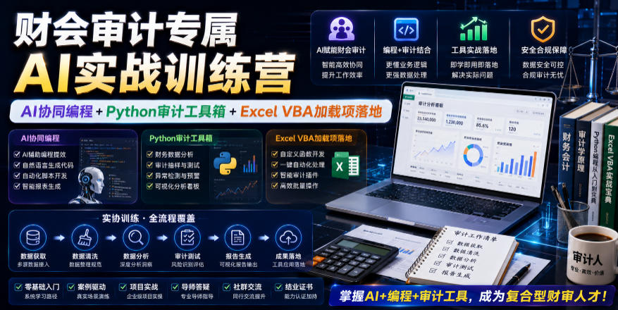 财会审计专属AI实战训练营｜AI协同编程+Python审计工具箱+Excel VBA加载项落地（更新0816）-知行阁轻创网-分享网络赚钱项目-全网首发副业项目实操平台-副业创业项目网