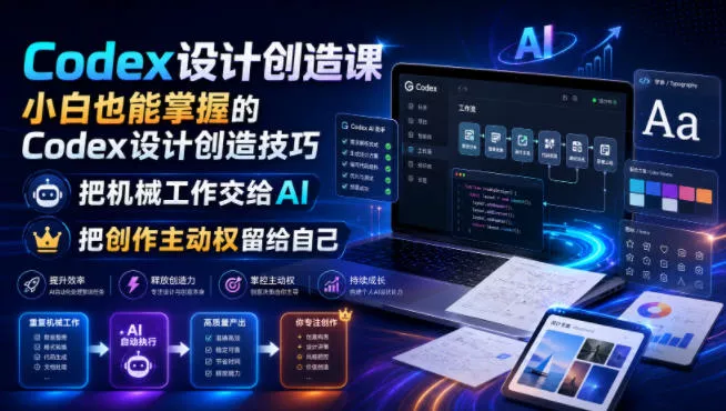 Codex设计创造课，小白也能掌握的Codex设计创造技巧，把机械工作交给AI，把创作主动权留给自己-知行阁轻创网-分享网络赚钱项目-全网首发副业项目实操平台-副业创业项目网