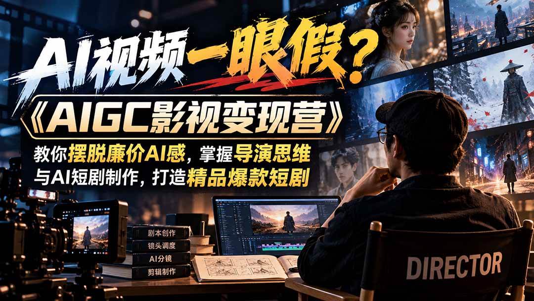 （21133期）【无水印】AI视频一眼假？《AIGC影视变现营》教你摆脱廉价AI感，掌握导演思维与AI短剧制作，打造精品爆款短剧-知行阁轻创网-分享网络赚钱项目-全网首发副业项目实操平台-副业创业项目网