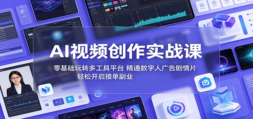 AI视频创作实战课：零基础玩转多工具平台，精通数字人广告、剧情片，轻松开启接单副业-知行阁轻创网-分享网络赚钱项目-全网首发副业项目实操平台-副业创业项目网