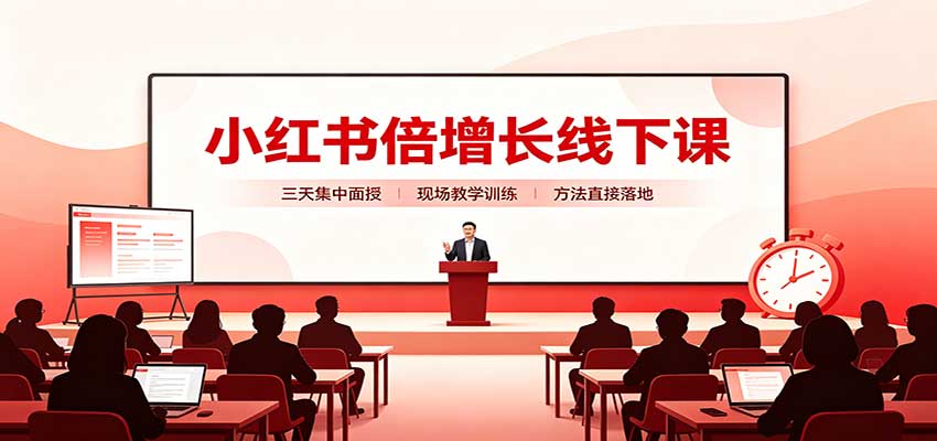 小红书倍增长线下课：三天集中面授，拆解选品、素材制作与起号全链路-知行阁轻创网-分享网络赚钱项目-全网首发副业项目实操平台-副业创业项目网