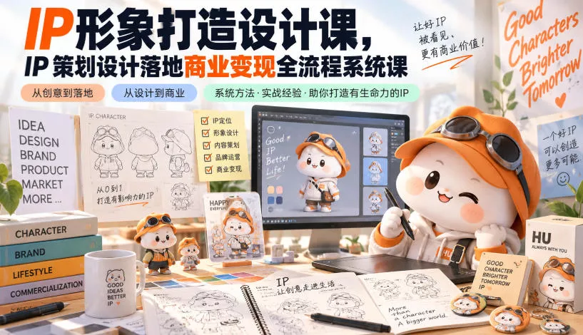 IP形象打造设计课，IP策划设计落地商业变现全流程系统课-知行阁轻创网-分享网络赚钱项目-全网首发副业项目实操平台-副业创业项目网