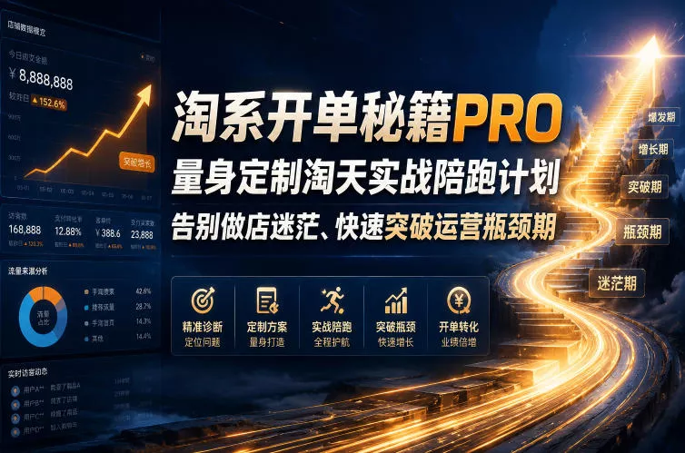 淘系开单秘籍PRO，量身定制淘天实战陪跑计划，告别做店迷茫、快速突破运营瓶颈期(更新260823)-知行阁轻创网-分享网络赚钱项目-全网首发副业项目实操平台-副业创业项目网