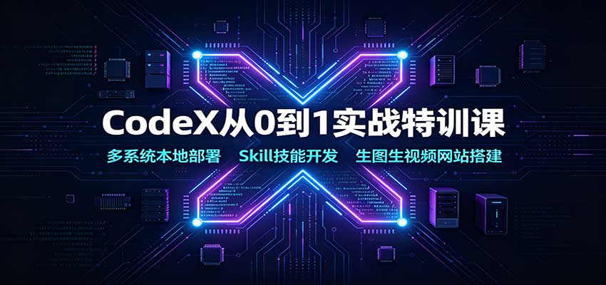 CodeX从0到1实战特训课:多系统本地部署,Skill技能开发,生图生视频网站搭建-知行阁轻创网-分享网络赚钱项目-全网首发副业项目实操平台-副业创业项目网