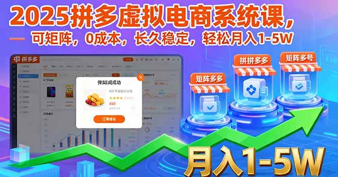 （16088期）2025拼多多虚拟电商系统课，可矩阵，0成本，长久稳定，轻松月入1-5W-知行阁轻创网-分享网络赚钱项目-全网首发副业项目实操平台-副业创业项目网