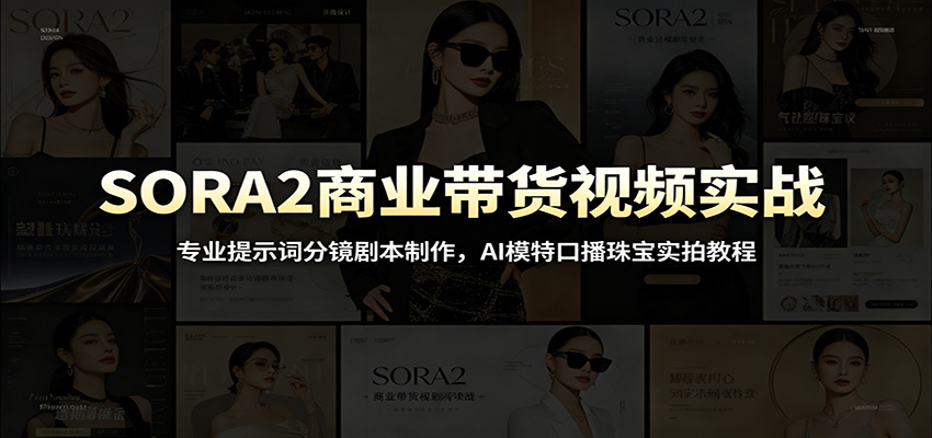 SORA2商业带货视频实战：专业提示词分镜剧本制作，AI模特口播珠宝实拍教程-知行阁轻创网-分享网络赚钱项目-全网首发副业项目实操平台-副业创业项目网