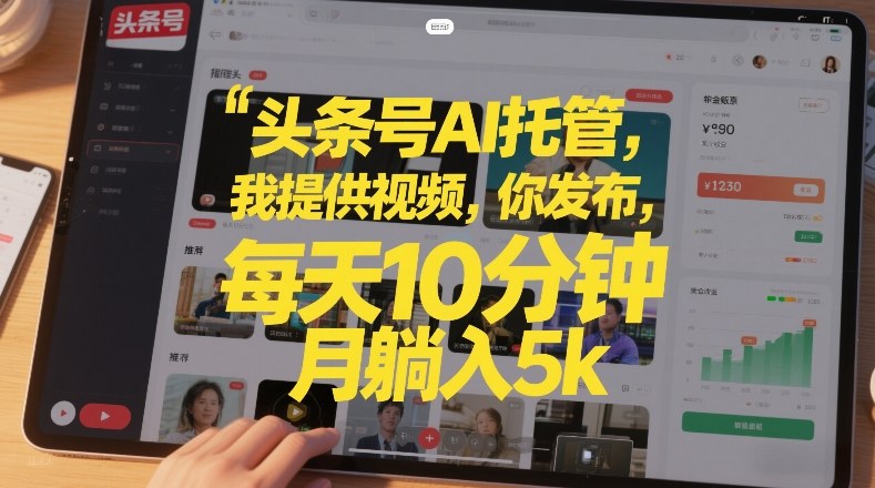 头条号AI托管，我提供视频，你发布，每天10分钟，月躺入5k+【揭秘】-知行阁轻创网-分享网络赚钱项目-全网首发副业项目实操平台-副业创业项目网