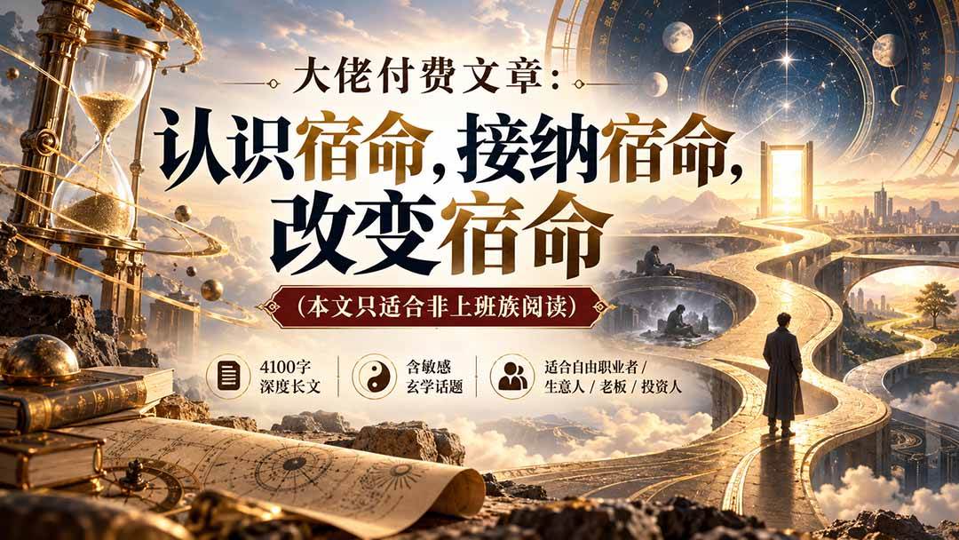（20673期）【无水印】大佬付费文章：认识宿命，接纳宿命，改变宿命（本文只适合非上班族阅读）-知行阁轻创网-分享网络赚钱项目-全网首发副业项目实操平台-副业创业项目网