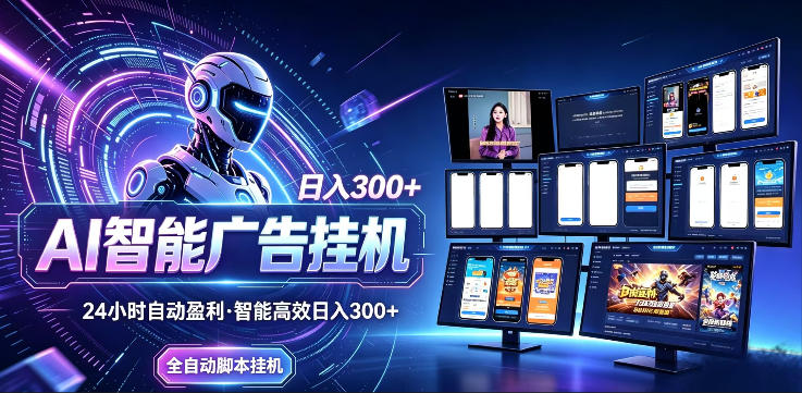 AI智能广告挂G项目，无需人工，单机稳定日入200+，可矩阵放大，24小时不间断刷广告賺收益【揭秘】-知行阁轻创网-分享网络赚钱项目-全网首发副业项目实操平台-副业创业项目网