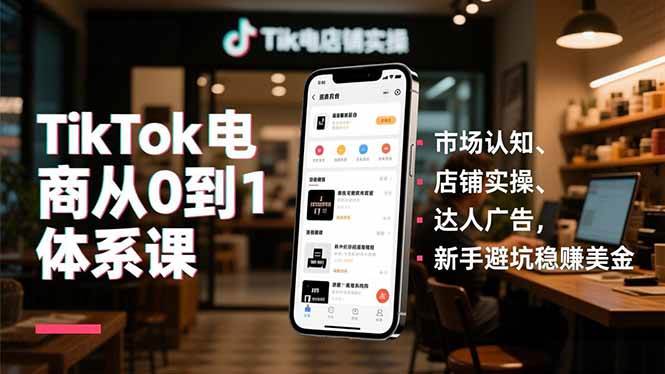 (16818期)TikTok电商从0到1体系课,市场认知、店铺实操、达人广告,新手避坑稳赚美金-知行阁轻创网-分享网络赚钱项目-全网首发副业项目实操平台-副业创业项目网