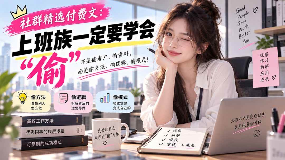 （20423期）社群精选付费文：上班族一定要学会“偷“-知行阁轻创网-分享网络赚钱项目-全网首发副业项目实操平台-副业创业项目网