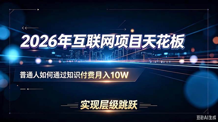 （20150期）2026年互联网项目天花板：普通人如何通过知识付费月入10W，实现层级跳跃-知行阁轻创网-分享网络赚钱项目-全网首发副业项目实操平台-副业创业项目网