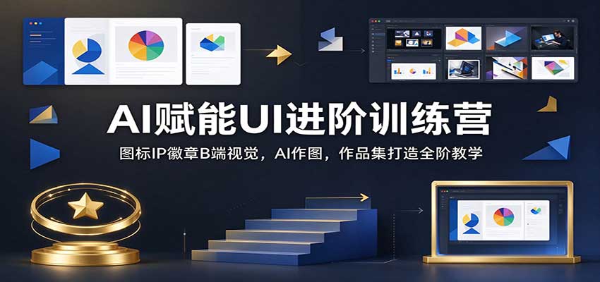AI赋能UI进阶训练营：图标IP徽章B端视觉，AI作图，作品集打造全阶教学-知行阁轻创网-分享网络赚钱项目-全网首发副业项目实操平台-副业创业项目网