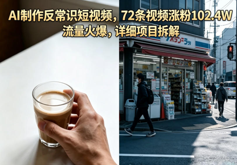 AI制作反常识短视频，72条视频涨粉102.4W，流量火爆，详细项目拆解-知行阁轻创网-分享网络赚钱项目-全网首发副业项目实操平台-副业创业项目网