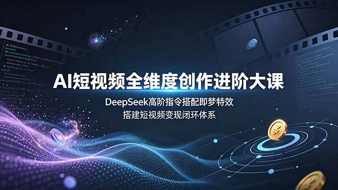 (19153期)AI短视频全维度创作进阶大课,DeepSeek高阶指令搭配即梦特效,搭建短视频变现闭环体系-知行阁轻创网-分享网络赚钱项目-全网首发副业项目实操平台-副业创业项目网