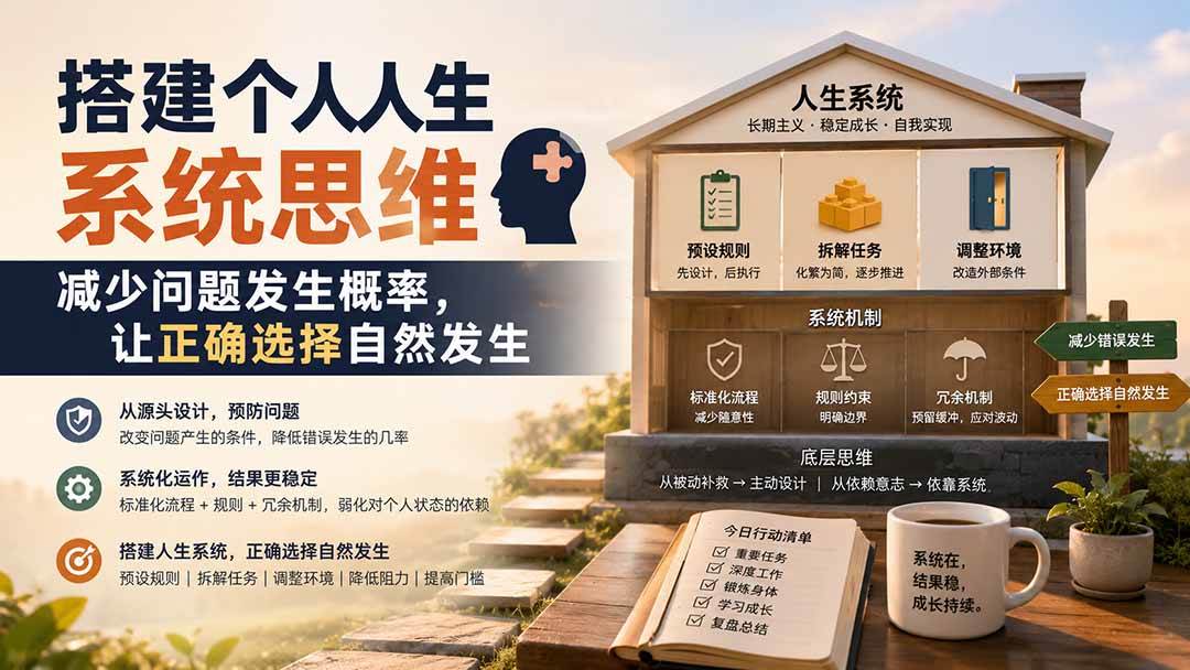 （19985期）付费文章：搭建个人人生系统思维：减少问题发生概率，让正确选择自然发生-知行阁轻创网-分享网络赚钱项目-全网首发副业项目实操平台-副业创业项目网