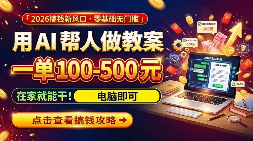 （20859期）AI教育爆火，用AI做单，一单一结，月搞2W+，附免费派单资源+免费工具！-知行阁轻创网-分享网络赚钱项目-全网首发副业项目实操平台-副业创业项目网