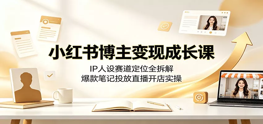 小红书博主变现成长课：IP人设赛道定位全拆解，爆款笔记投放直播开店实操-知行阁轻创网-分享网络赚钱项目-全网首发副业项目实操平台-副业创业项目网