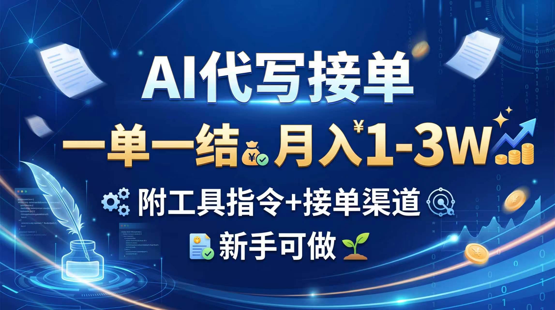 （20343期）AI代写接单，一单一结，月入1-3W，附工具指令+接单渠道，新手可做-知行阁轻创网-分享网络赚钱项目-全网首发副业项目实操平台-副业创业项目网