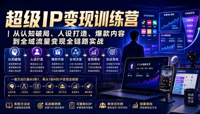 超级IP变现训练营｜从认知破局、人设打造、爆款内容到全域流量变现全链路实战-知行阁轻创网-分享网络赚钱项目-全网首发副业项目实操平台-副业创业项目网