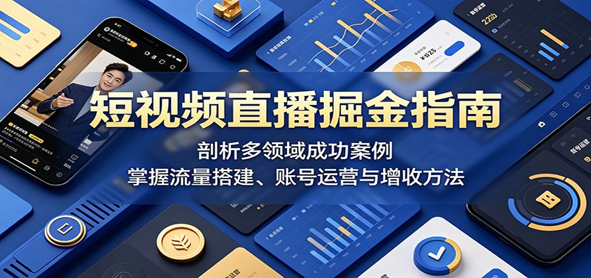 短视频直播掘金指南：剖析多领域成功案例，掌握流量搭建、账号运营与增收方法-知行阁轻创网-分享网络赚钱项目-全网首发副业项目实操平台-副业创业项目网