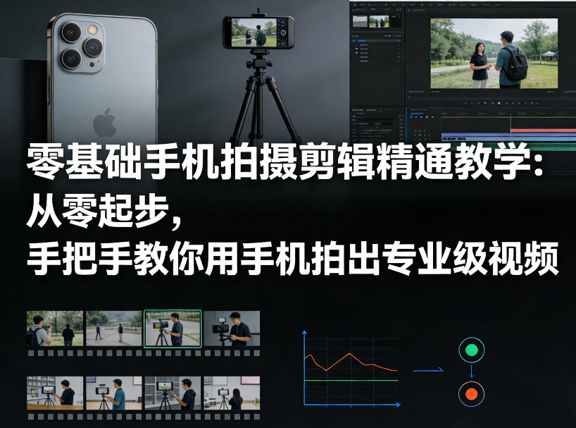 零基础手机拍摄剪辑精通教学：从零起步，手把手教你用手机拍出专业级视频-知行阁轻创网-分享网络赚钱项目-全网首发副业项目实操平台-副业创业项目网