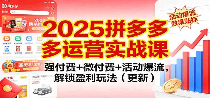 2025拼多多运营实战课：强付费+微付费+活动爆流，解锁盈利玩法（更新）-知行阁轻创网-分享网络赚钱项目-全网首发副业项目实操平台-副业创业项目网