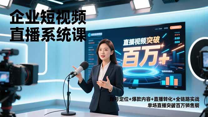 (16878期)企业短视频直播系统课,账号定位+爆款内容+直播转化+全链路实战,单场直播突破百万销售额-知行阁轻创网-分享网络赚钱项目-全网首发副业项目实操平台-副业创业项目网