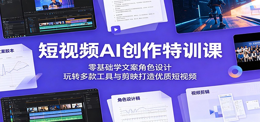 短视频AI创作特训课：零基础学文案角色设计，玩转多款工具与剪映打造优质短视频-知行阁轻创网-分享网络赚钱项目-全网首发副业项目实操平台-副业创业项目网