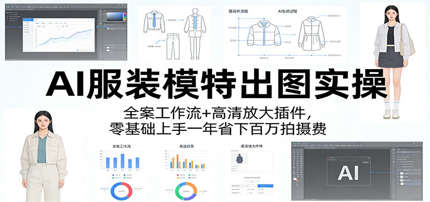 AI服装模特出图实操：全案工作流+ 高清放大插件，零基础上手一年省下百万拍摄费-知行阁轻创网-分享网络赚钱项目-全网首发副业项目实操平台-副业创业项目网