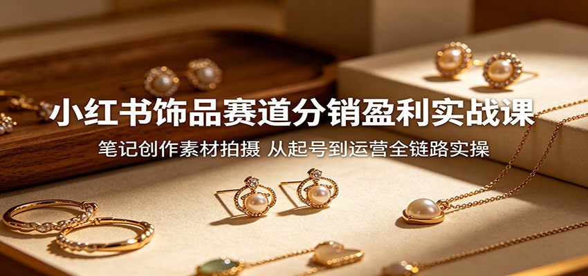 小红书饰品赛道分销盈利实战课：笔记创作素材拍摄，从起号到运营全链路实操-知行阁轻创网-分享网络赚钱项目-全网首发副业项目实操平台-副业创业项目网