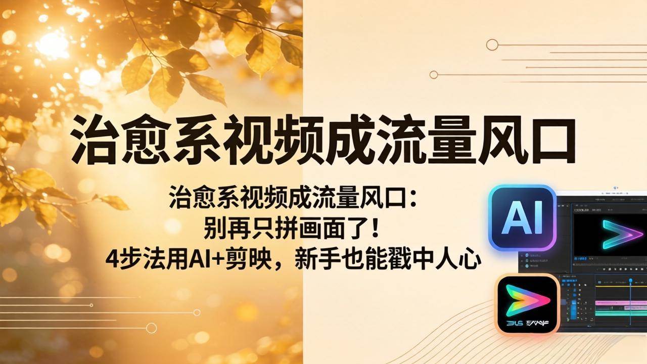 （18219期）治愈系视频成流量风口：别再只拼画面了！4步法用AI+剪映，新手也能戳中人心-知行阁轻创网-分享网络赚钱项目-全网首发副业项目实操平台-副业创业项目网