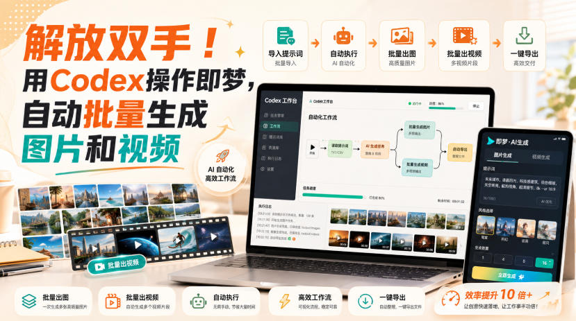 解放双手！用Codex操作即梦，自动批量生成图片和视频-知行阁轻创网-分享网络赚钱项目-全网首发副业项目实操平台-副业创业项目网