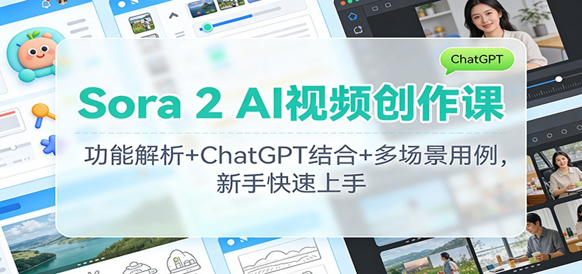 Sora 2 AI视频创作课:功能解析+ChatGPT结合+多场景用例,新手快速上手-知行阁轻创网-分享网络赚钱项目-全网首发副业项目实操平台-副业创业项目网