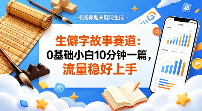 公众号流量主——生僻字故事赛道，流量稳，好上手，0基础小白也能10分钟一篇-知行阁轻创网-分享网络赚钱项目-全网首发副业项目实操平台-副业创业项目网