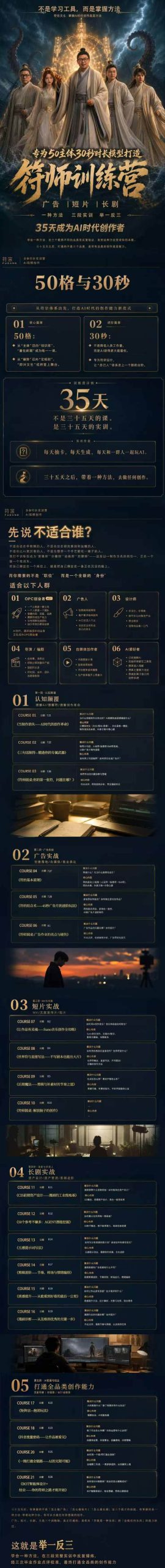 (20179期)符师训练营-35天成为AI时代创作者,广告+短片+漫剧+智能体四大实战方向,掌握从创意到上线的完整工作流-知行阁轻创网-分享网络赚钱项目-全网首发副业项目实操平台-副业创业项目网