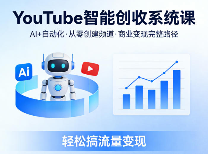 YouTube智能创收系统课，AI+自动化，从零创建YouTube频道并实现商业变现的完整路径，轻松搞流量变现-知行阁轻创网-分享网络赚钱项目-全网首发副业项目实操平台-副业创业项目网