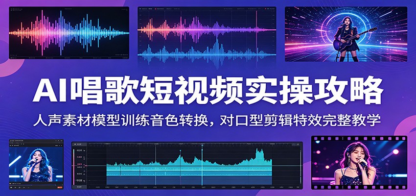 AI唱歌短视频实操攻略：人声素材模型训练音色转换，对口型剪辑特效完整教学-知行阁轻创网-分享网络赚钱项目-全网首发副业项目实操平台-副业创业项目网