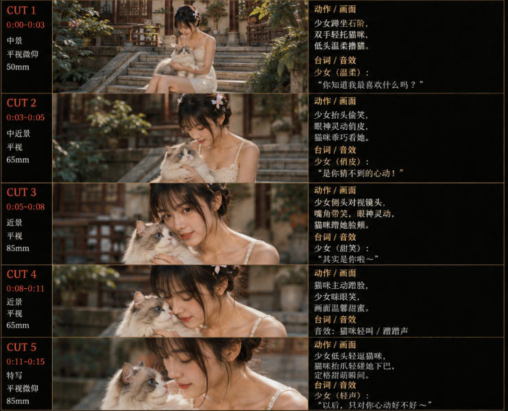 美女和猫故事提示词,人物一致性提示词+故事板-知行阁轻创网-分享网络赚钱项目-全网首发副业项目实操平台-副业创业项目网