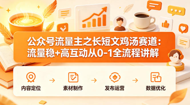 公众号流量主之长短文鸡汤赛道,流量稳+高互动,从0-1全流程讲解-知行阁轻创网-分享网络赚钱项目-全网首发副业项目实操平台-副业创业项目网