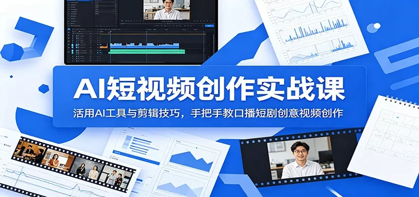 AI短视频创作实战课：活用AI工具与剪辑技巧，手把手教口播短剧创意视频创作-知行阁轻创网-分享网络赚钱项目-全网首发副业项目实操平台-副业创业项目网