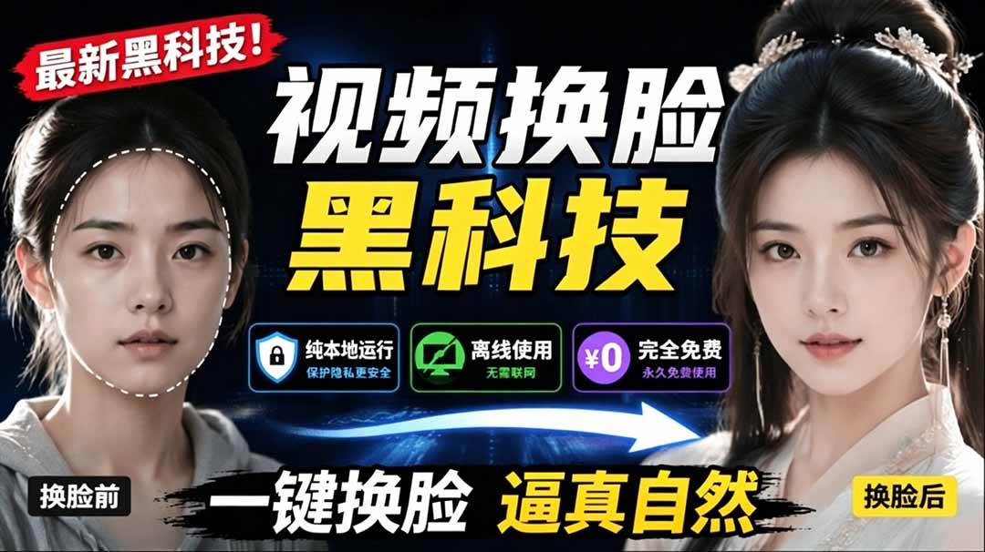 （19025期）AI 人工智能如此夸张？一键视频换脸黑科技，纯本地离线运行，本地视频换脸娱乐工具， AI FaceSwap-知行阁轻创网-分享网络赚钱项目-全网首发副业项目实操平台-副业创业项目网