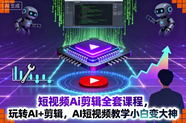 短视频Ai剪辑全套课程，玩转AI+剪辑，AI短视频教学小白变大神-知行阁轻创网-分享网络赚钱项目-全网首发副业项目实操平台-副业创业项目网