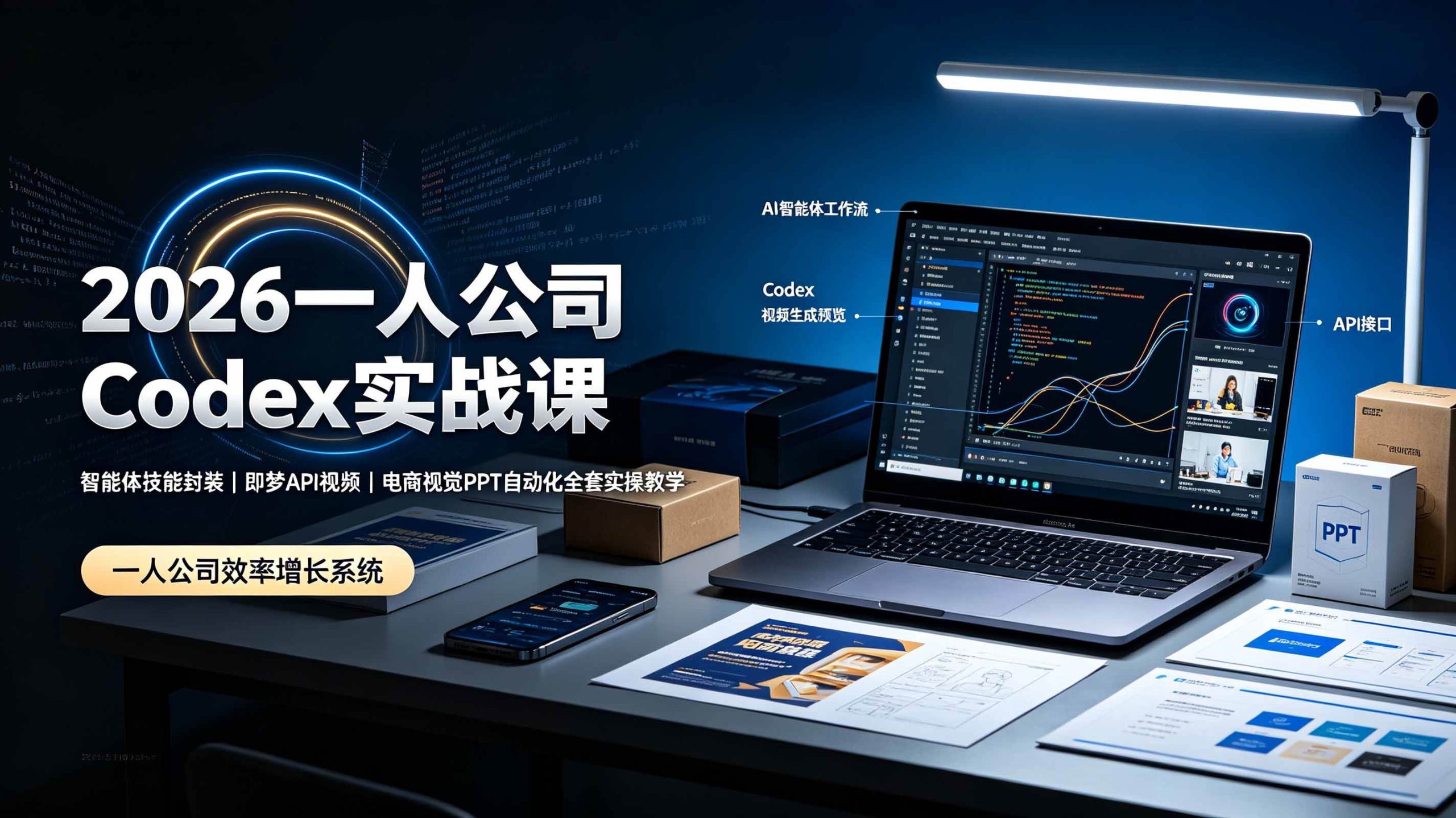 （19503期）2026一人公司Codex实战课◆智能体技能封装｜即梦API视频｜电商视觉PPT自动化全套实操教学-知行阁轻创网-分享网络赚钱项目-全网首发副业项目实操平台-副业创业项目网